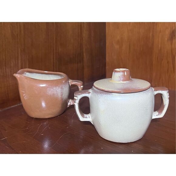 Frankoma Pottery Vintage Cream and Sugar Serving Set 5A and 5B - Picture 2 of 3